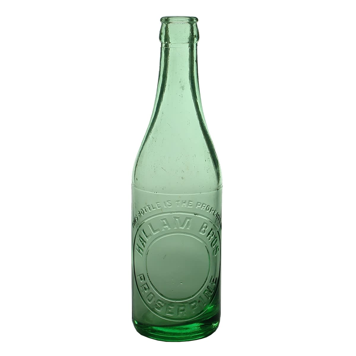 Crown Seal. Hallam Bros, Proserpine. Green Aqua. 10 oz. (Queensland)