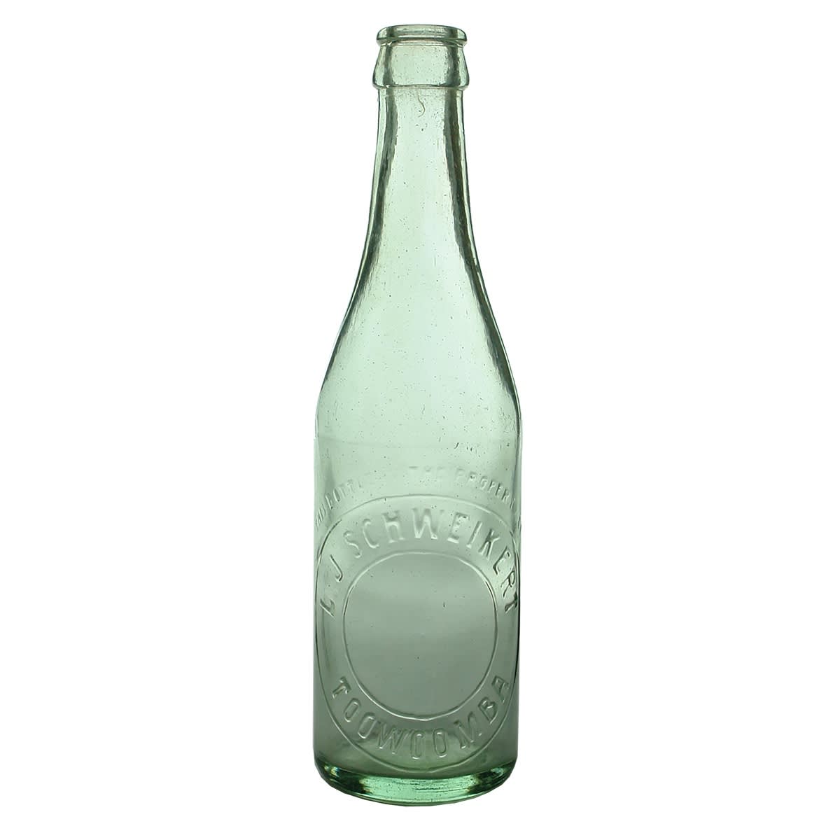 Crown Seal. L. J. Schweikert, Toowoomba. Aqua. 10 oz. (Queensland)