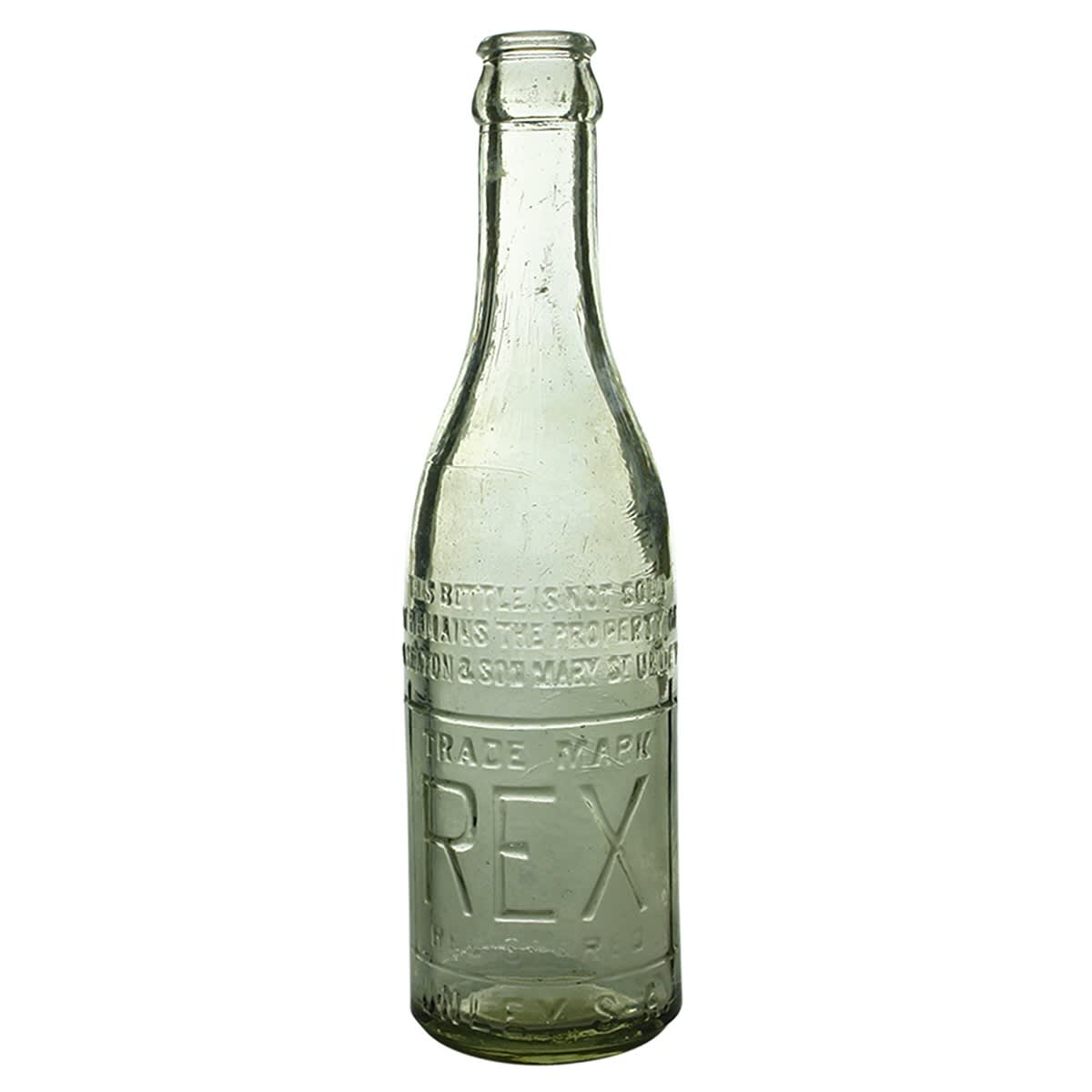 Crown Seal. A. Seaton & Son, REX, Unley. Machine made. Clear. 10 oz. (South Australia)