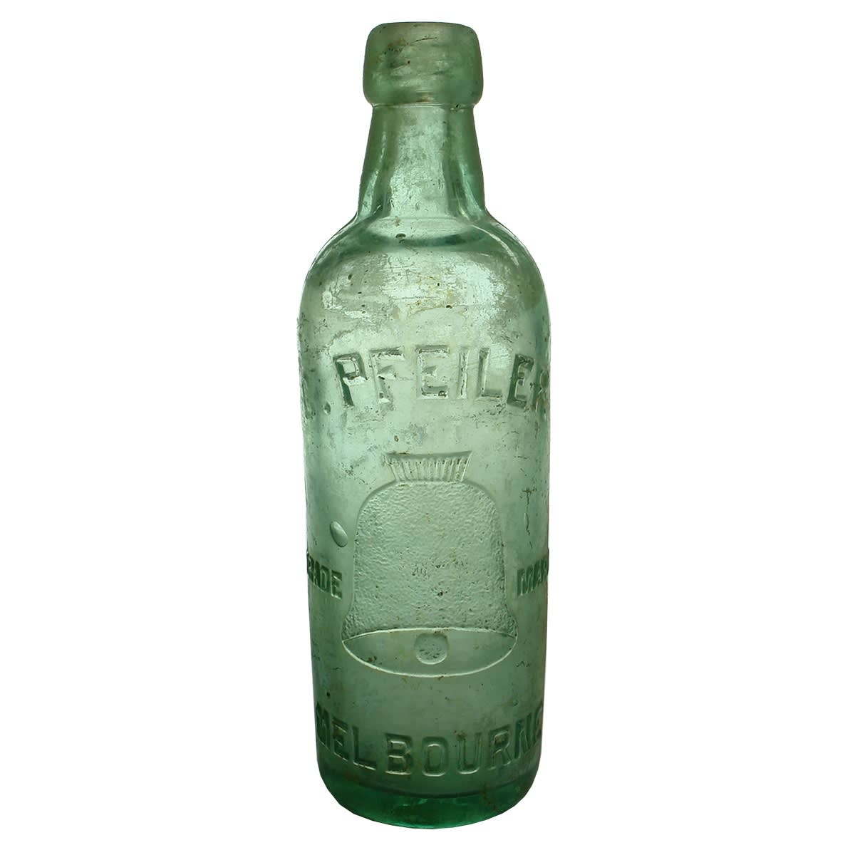 Internal Thread. C. Pfeiler, Melbourne. Aqua. 26 oz. (Victoria)