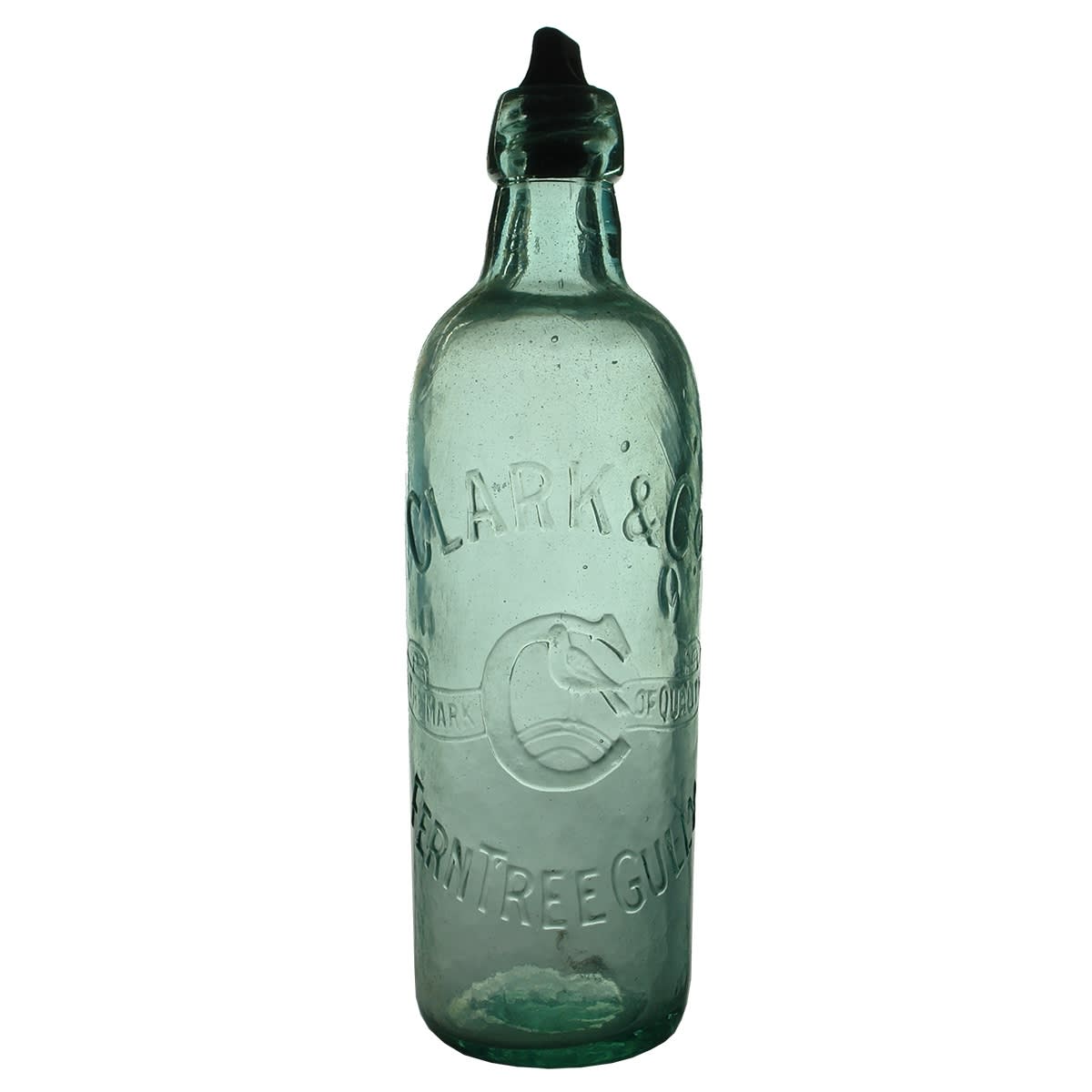 Internal Thread. Clark & Co, Fern Tree Gully. Blob Top. Aqua. 26 oz. (Victoria)
