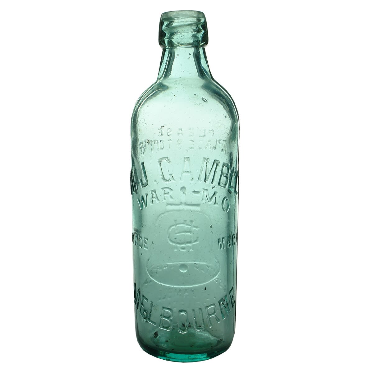 Internal Thread. H. J. Gamble, Melbourne. Warmo. Bell. Aqua. 26 oz. (Victoria)