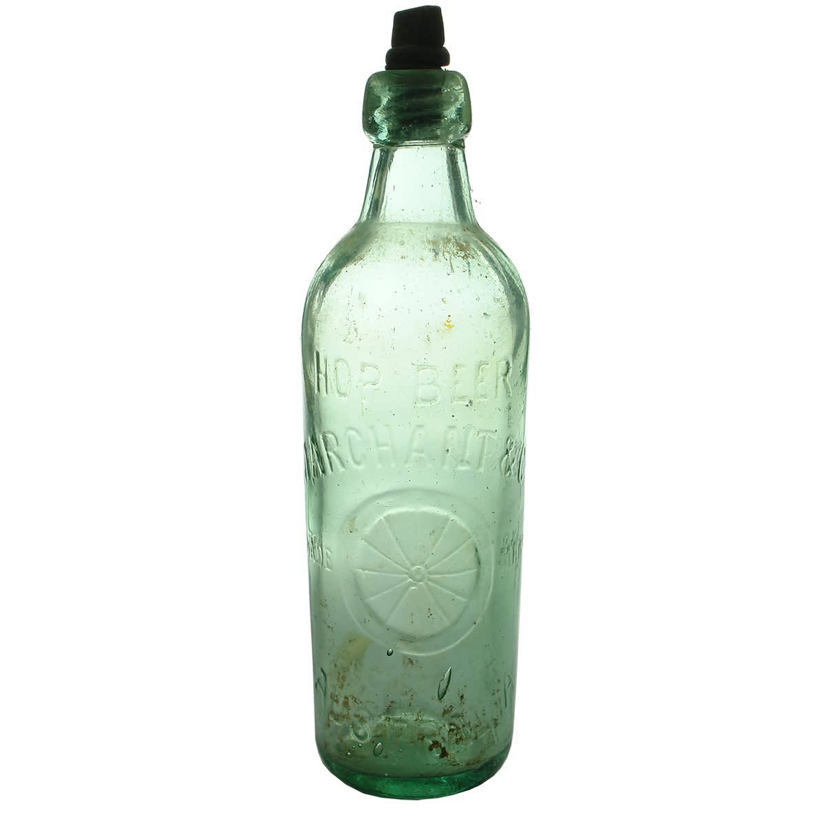 Internal Thread. Marchant & Co., Australia. Hop Beer. Aqua. 26 oz.