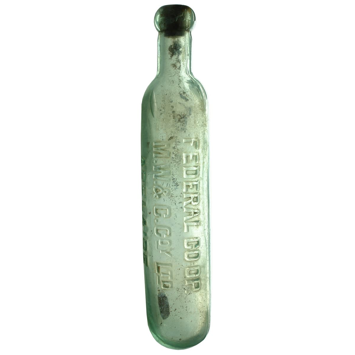 Maugham.  Federal Co-Op. M. W. & C. Coy Ltd, Adelaide.  Aqua.  10 oz. (South Australia)