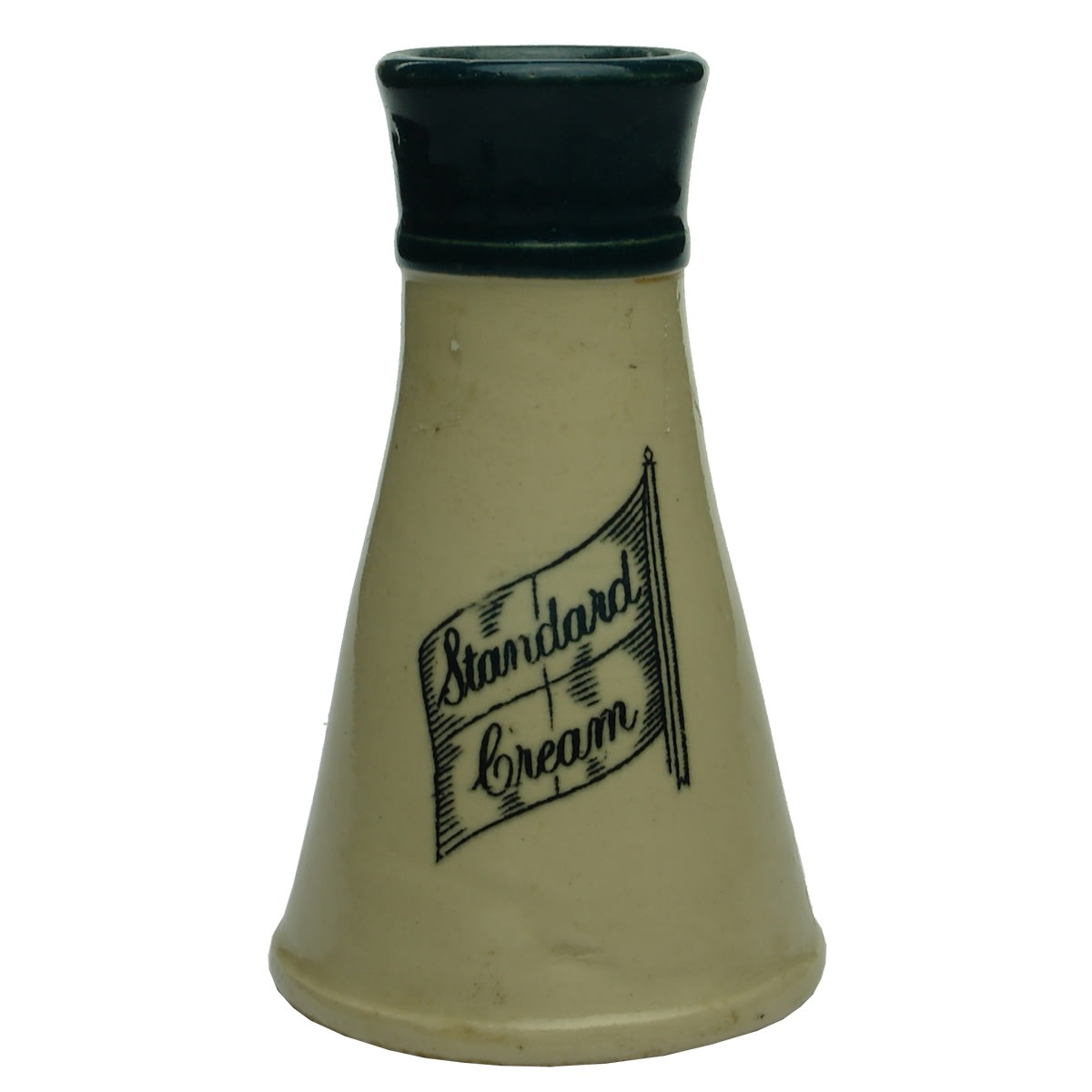 Cream Jar. Standard Cream. Flag. Blue-Green top. (Queensland)