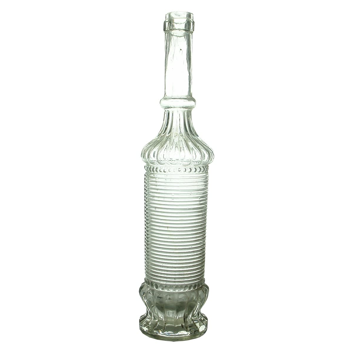 Vinegar. Ornate skinny clear glass vinegar.