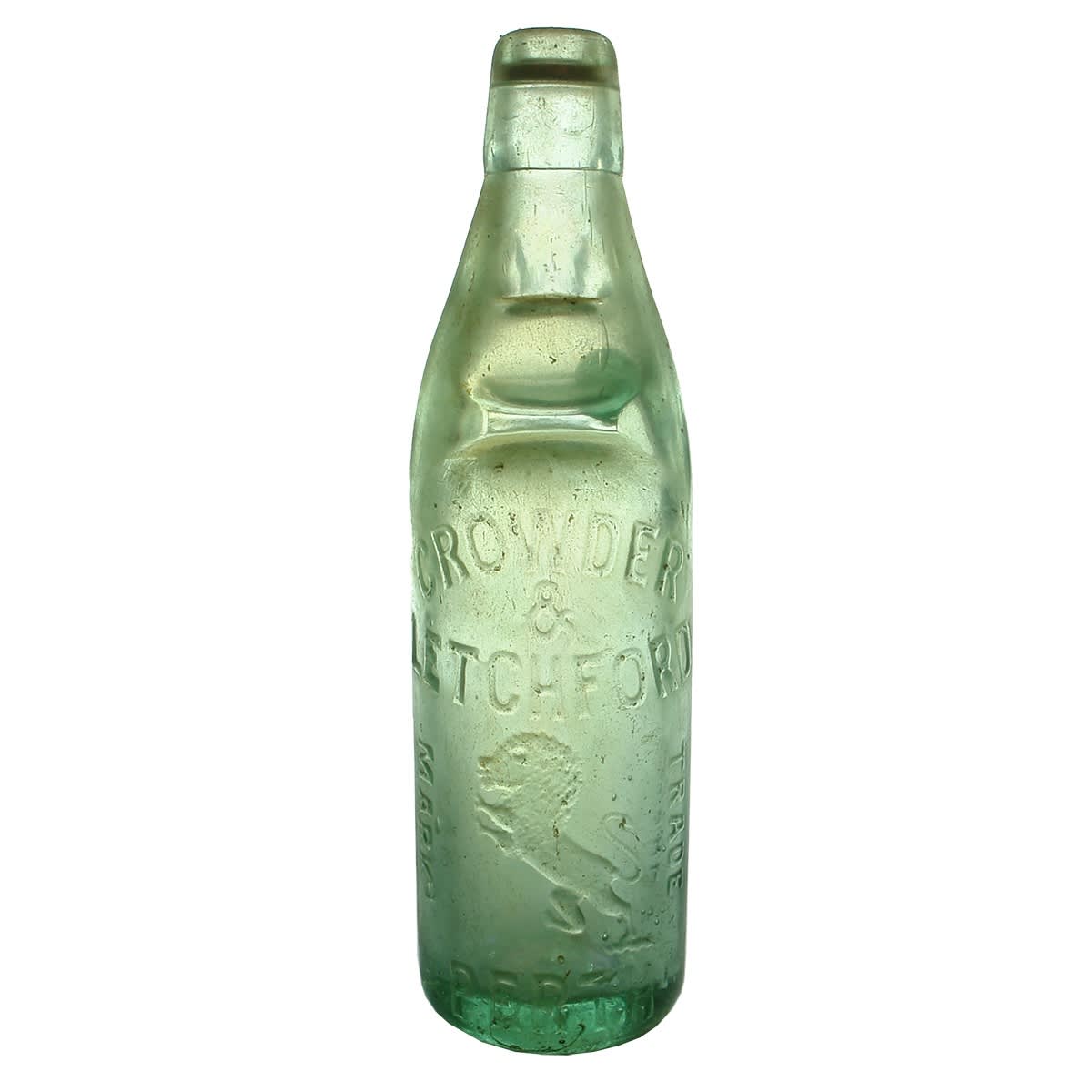 Codd. Crowder & Letchford. Perth. Rampant Lion. Three triangles. Melbourne Glass Bottle Co. (Western Australia)
