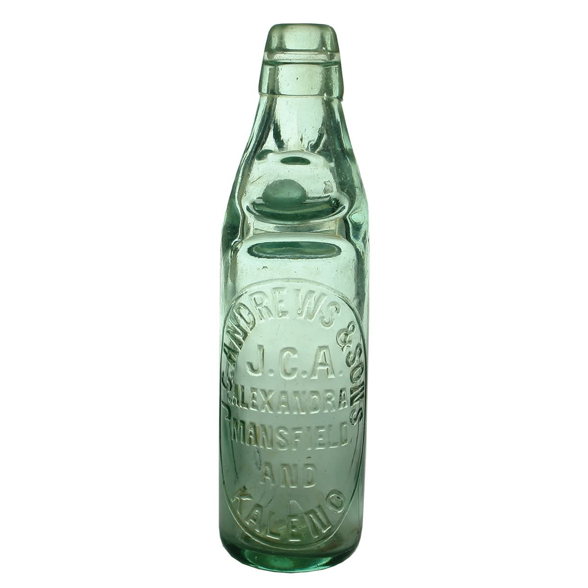 Codd. J. C. Andrews & Sons, Alexandra, Mansfield and Kaleno. Hills Patent. Aqua. 10 oz. (Victoria)