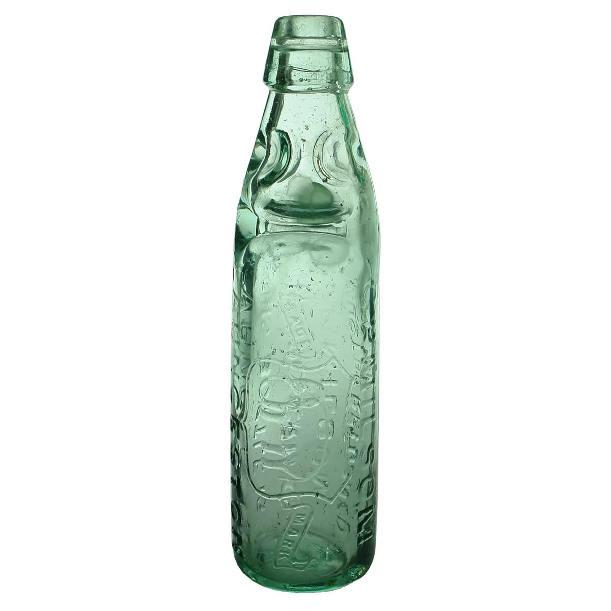 Codd. G. P. Milsom, Launceston. Pinnacle at heel. Dobson. Aqua. 10 oz. (Tasmania)