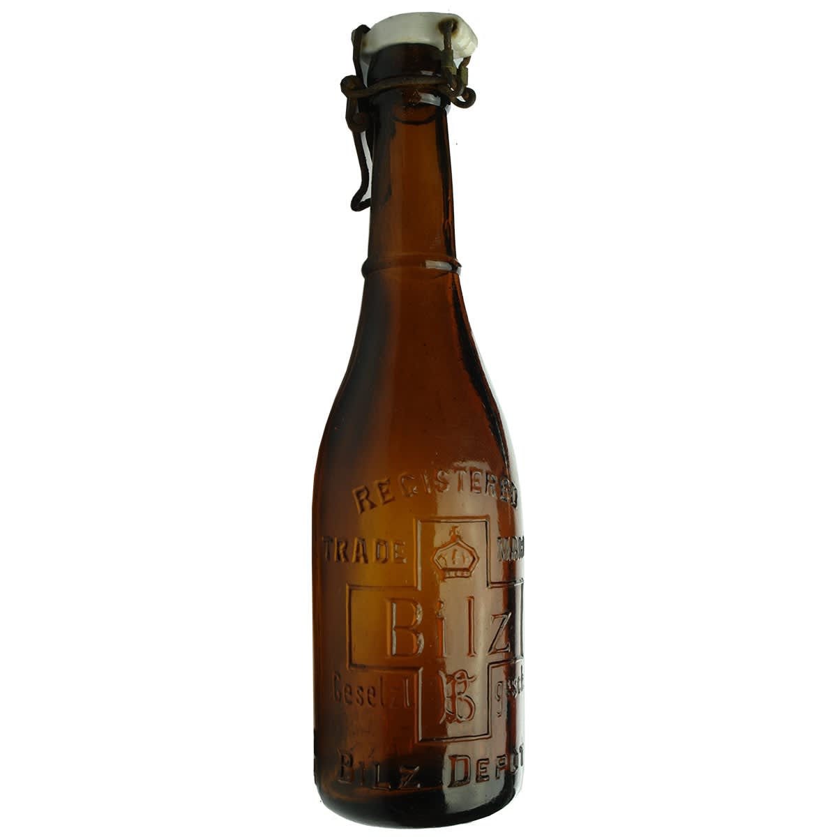 Herbal Beer. Bilz Depot. With original stopper. Amber. 13 oz. (Victoria)