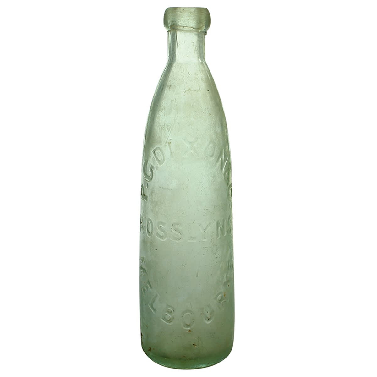Patent. P. G. Dixon & Co, Melbourne. Stick bottle. Aqua. 10 oz. (Victoria)