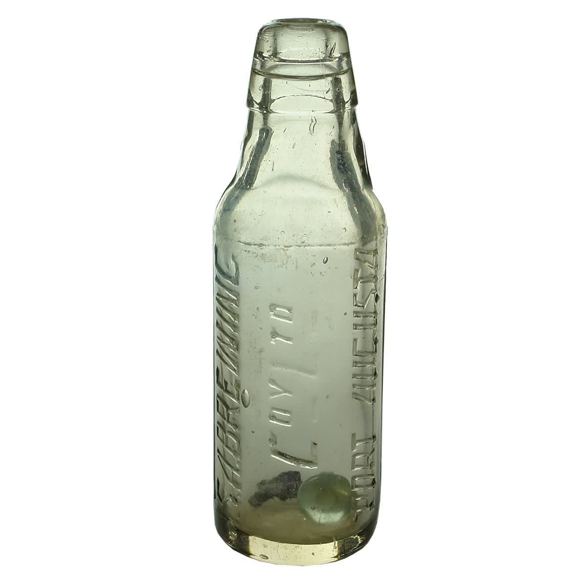 Lamont shaped with marble: S. A. Brewing Coy Ltd Port Augusta. Clear. 6 oz. (South Australia)