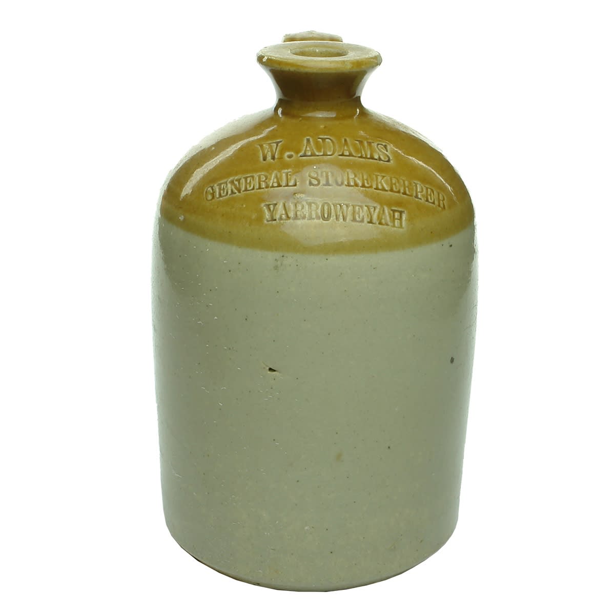 Demijohn. W. Adams, General Storekeeper, Yarroweyah. Half Gallon. 243 mm. (Victoria)