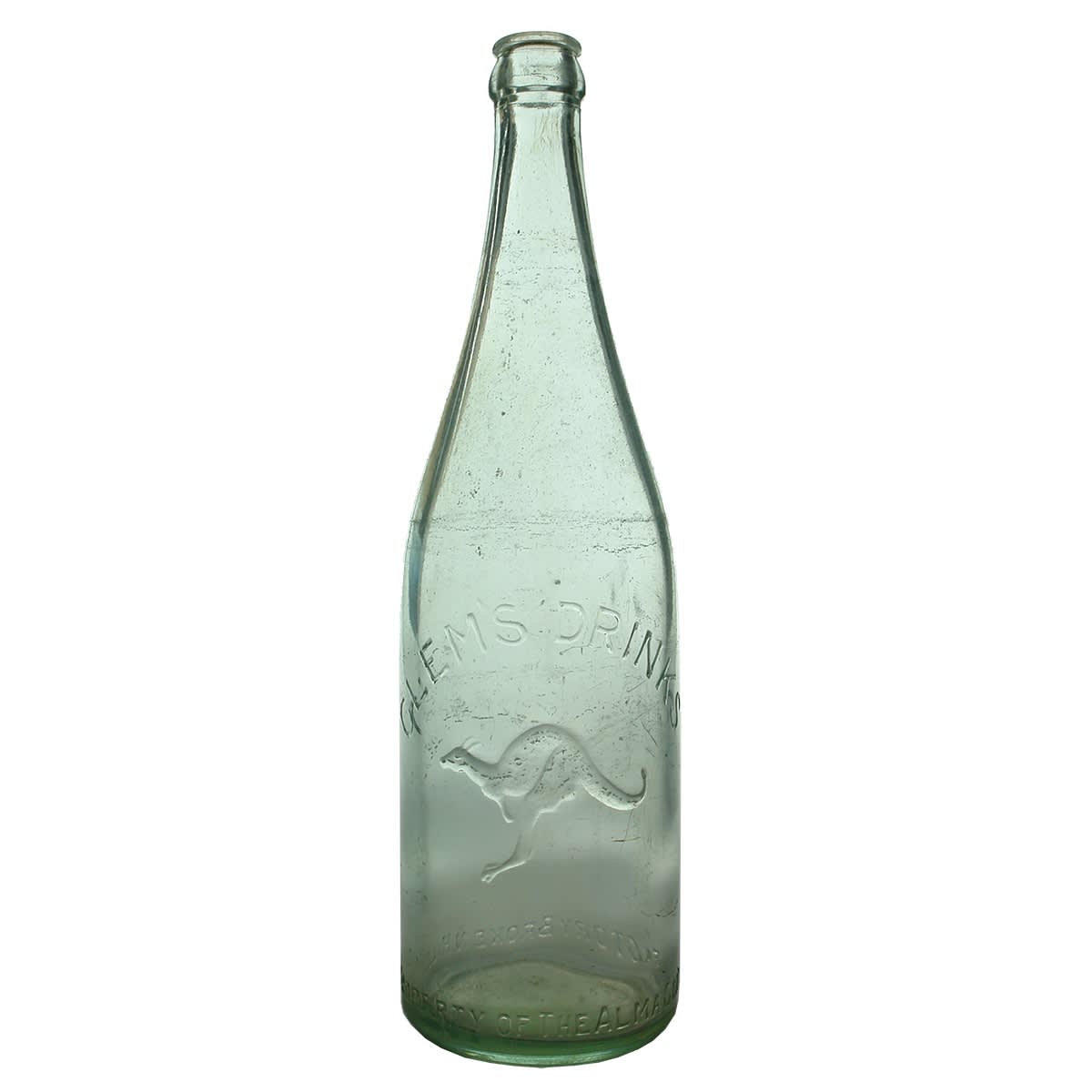 Crown Seal. Clem's Drinks, Broken Hill. Kangaroo. Aqua. 26 oz. (New South Wales)