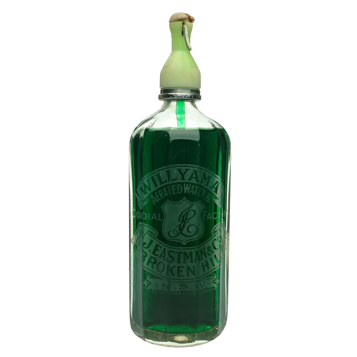 Soda Syphon. Willyama Aerated Water Factory. Eastman & Co., Broken Hill. Clear. 30 oz. (New South Wales)