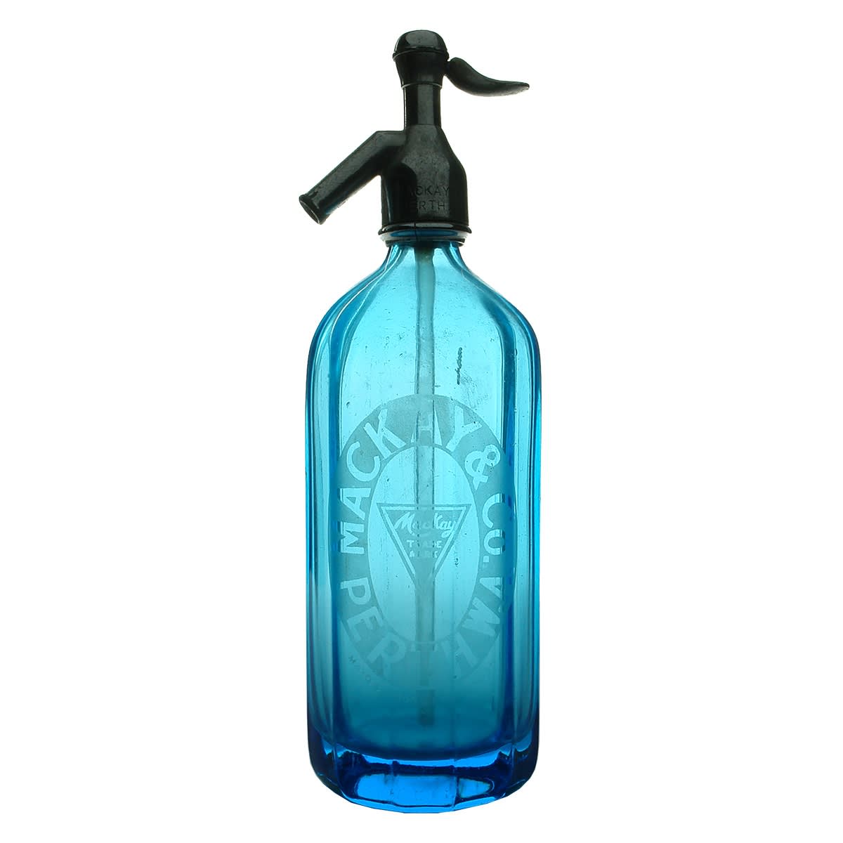 Syphon. Mackay & Co., Perth. Panelled. Turquoise. 30 oz. (Western Australia)
