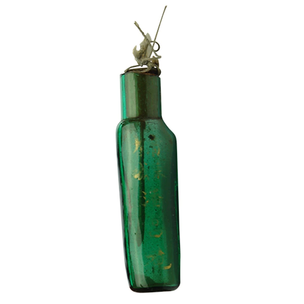 Chinese. Emerald green opium vial with gold leaf characters to both sides. (China)