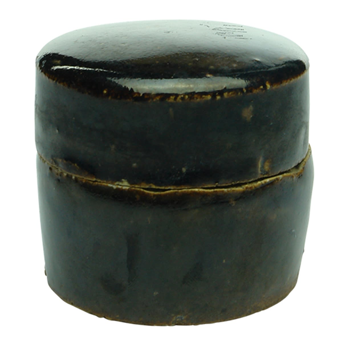 Chinese. Round Lidded Container with Chocolate Glaze. 57 mm. (China)