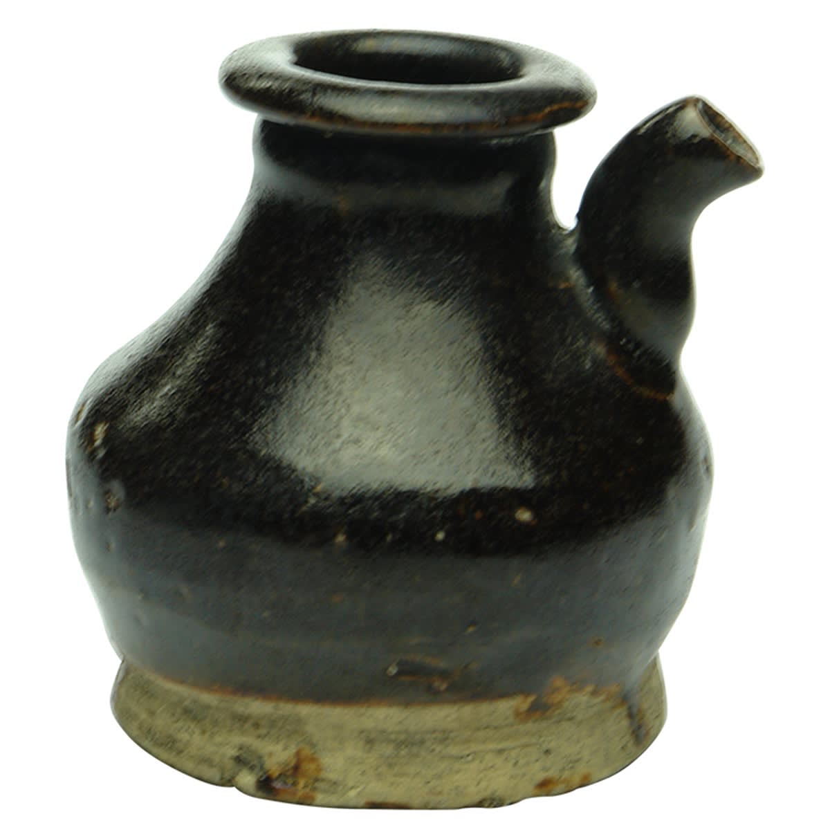 Chinese. Small soy sauce with bent spout and bulbous body. 70 mm. (China)