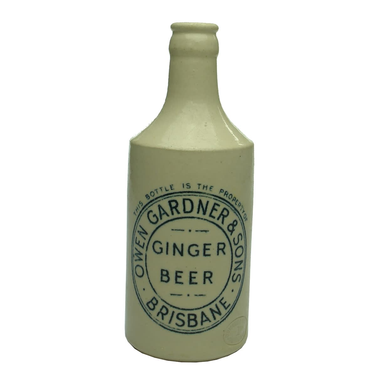 Ginger Beer. Owen Gardner & Sons, Brisbane. Govancroft made variety. All White. Dump. (Queensland)