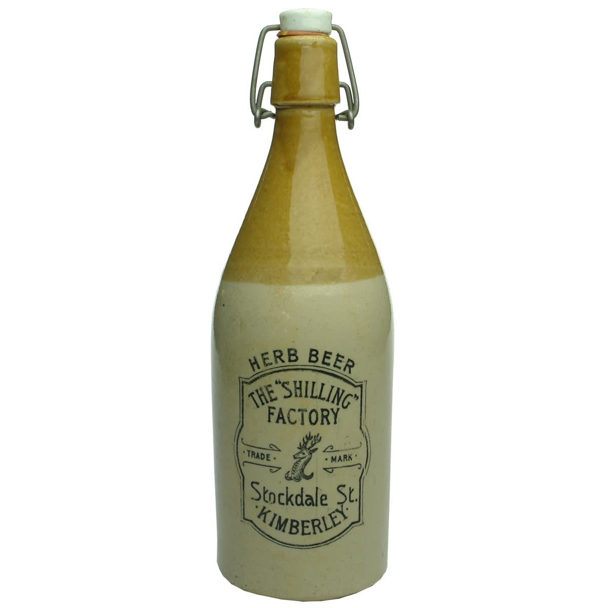 Ginger Beer. The "Shilling" Factory, Kimberley. Lightning Stopper. Champagne. Tan Top. 26 oz. (South Africa)