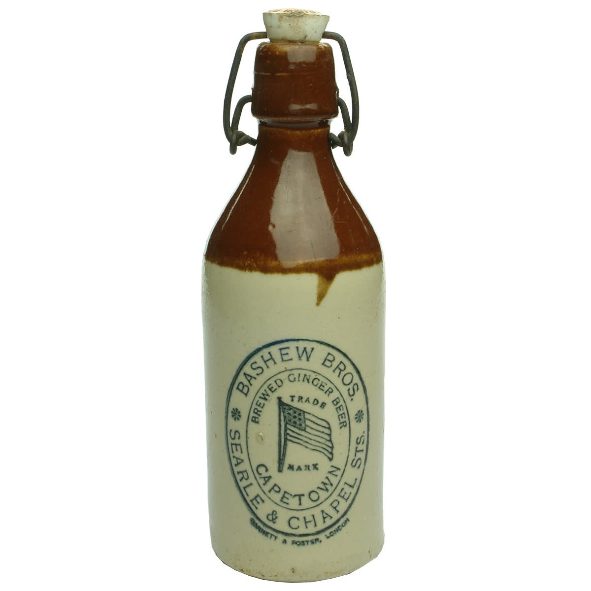 Ginger Beer. Bashew Bros., Cape Town. American Flag. Barnett & Foster, London. Lightning Stopper. Champagne. Chocolate Top. (South Africa)