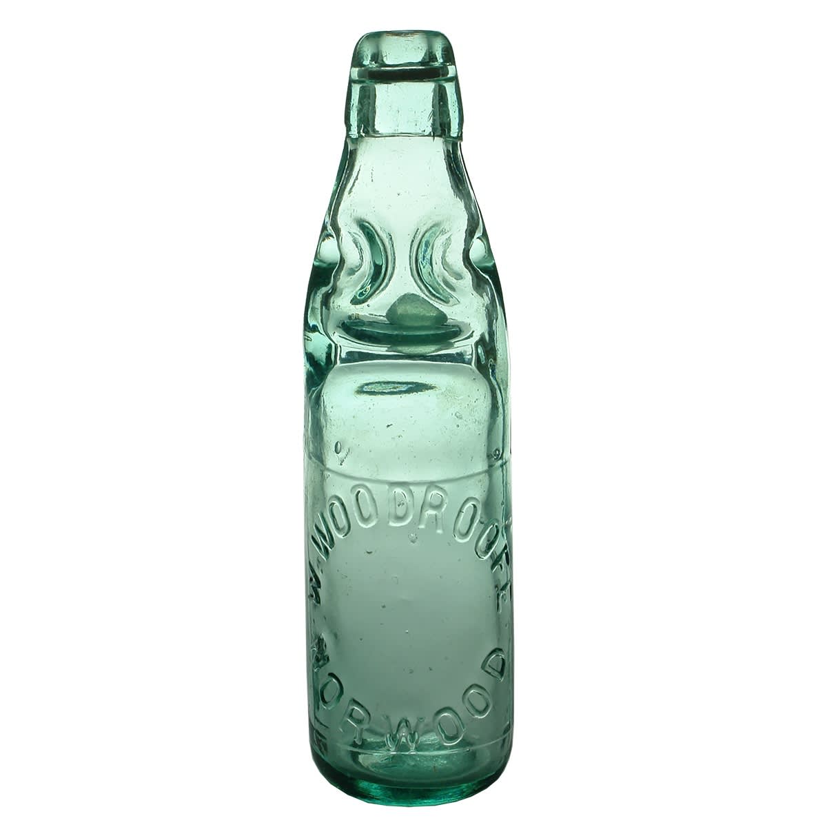 Codd. W. Woodroofe, Norwood. FBH base mark. Dobson. Aqua. 10 oz. (South Australia)