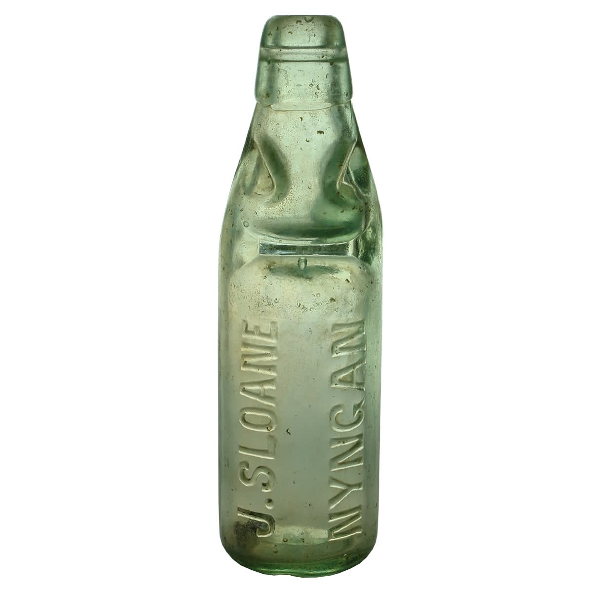 Codd. J. Sloane, Nyngan. Embossing runs up the bottle. M base mark. Niagara. 6 oz. (New South Wales)