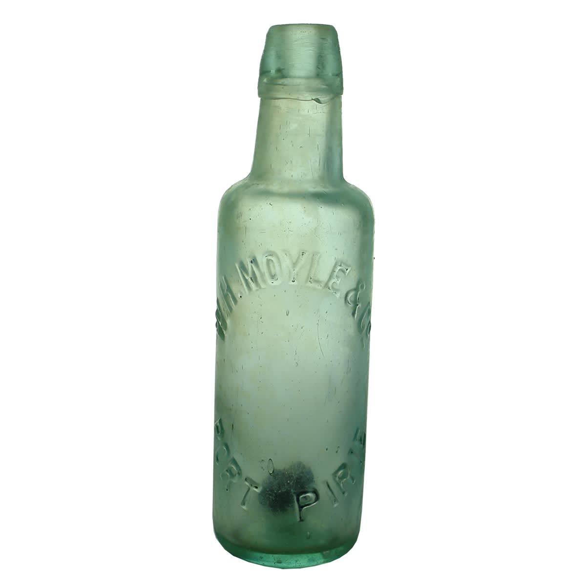 Lamont. W. H. Moyle & Co, Port Pirie. Embossed in an open circle. Aqua. 10 oz. (South Australia)