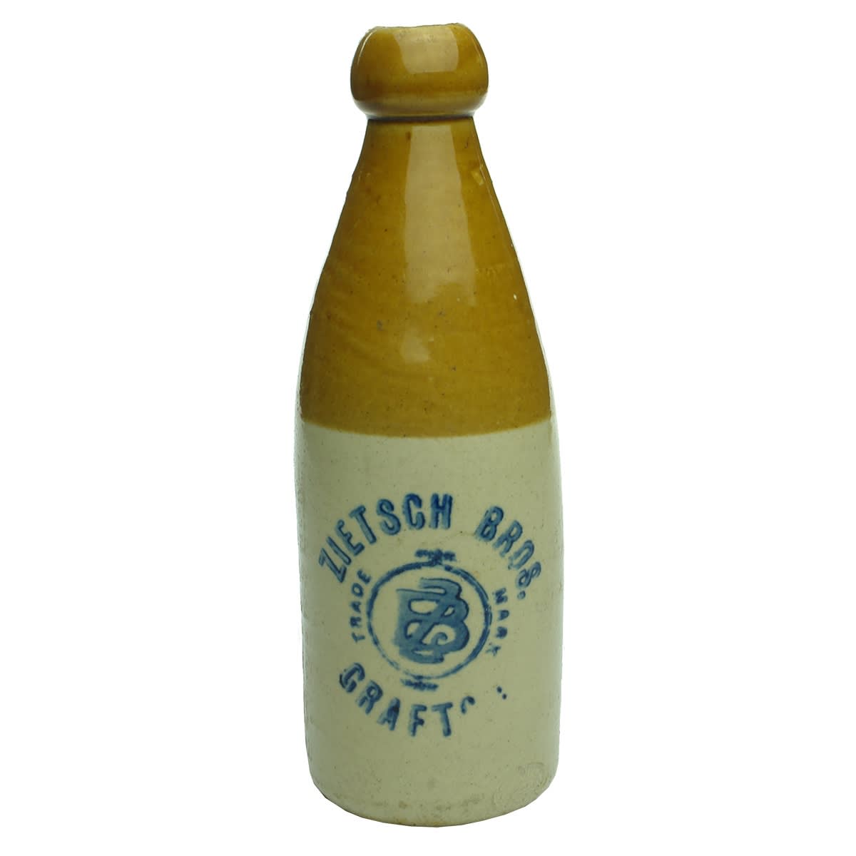 Ginger Beer. Zietsch Bros., Grafton. Blue Print. Bakewell Sydney potter. (New South Wales)