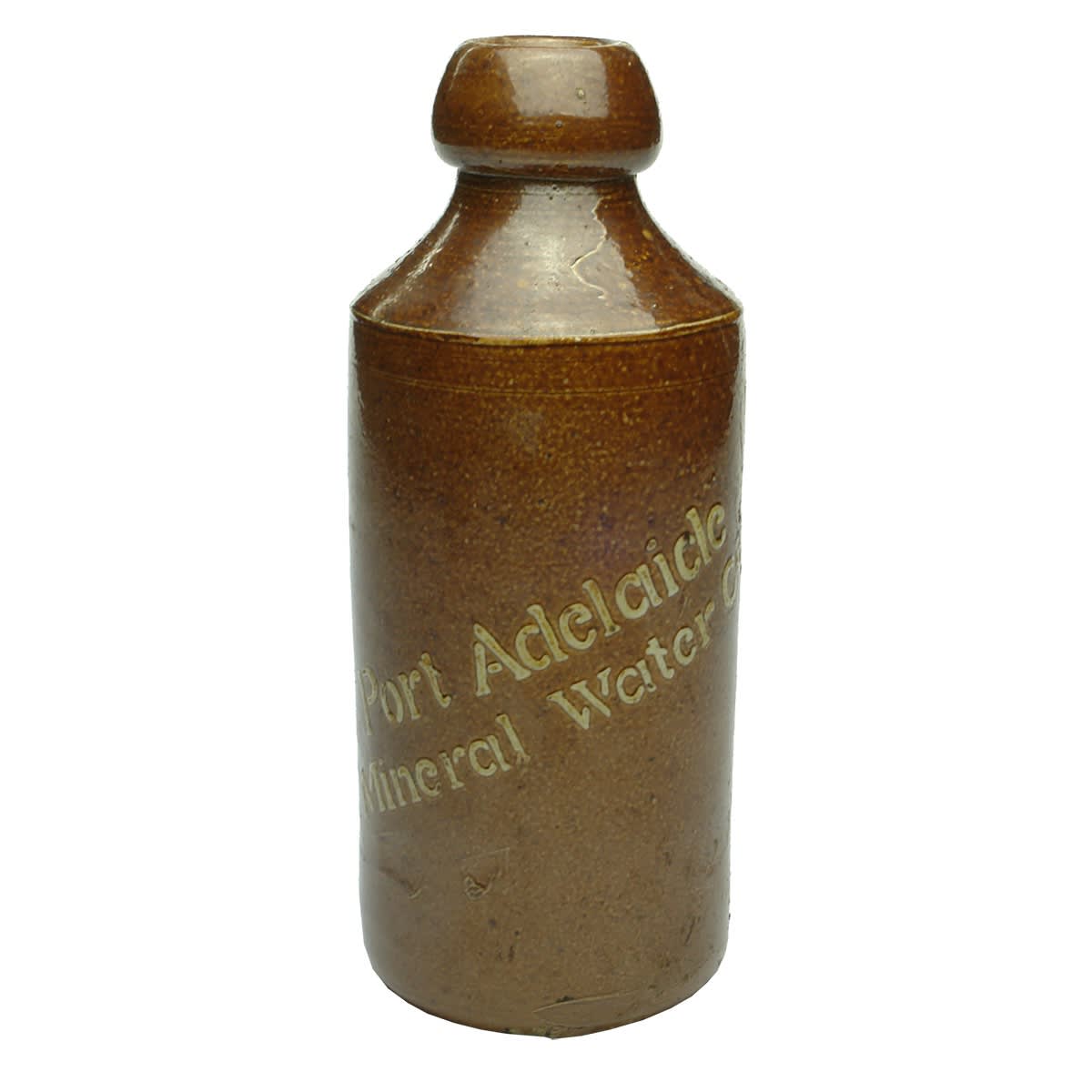 Ginger Beer. Port Adelaide Mineral Water Co. Salt glaze, raised print. 10 oz. (South Australia)