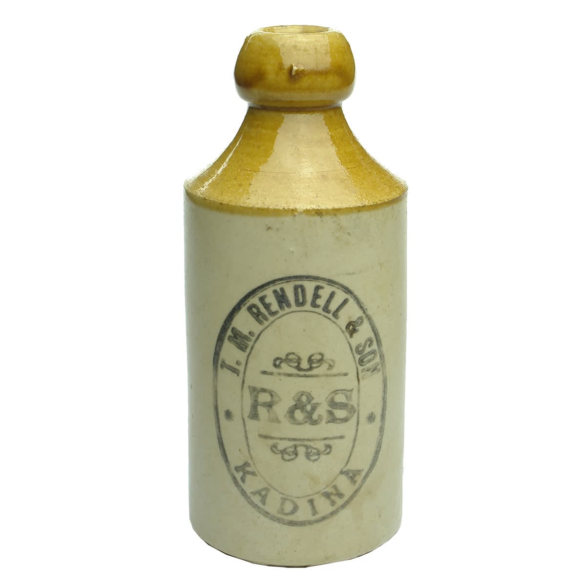 Ginger Beer. T. M. Rendell & Son, Kadina. Bendigo Pottery. Dump. Tan Top. (South Australia)