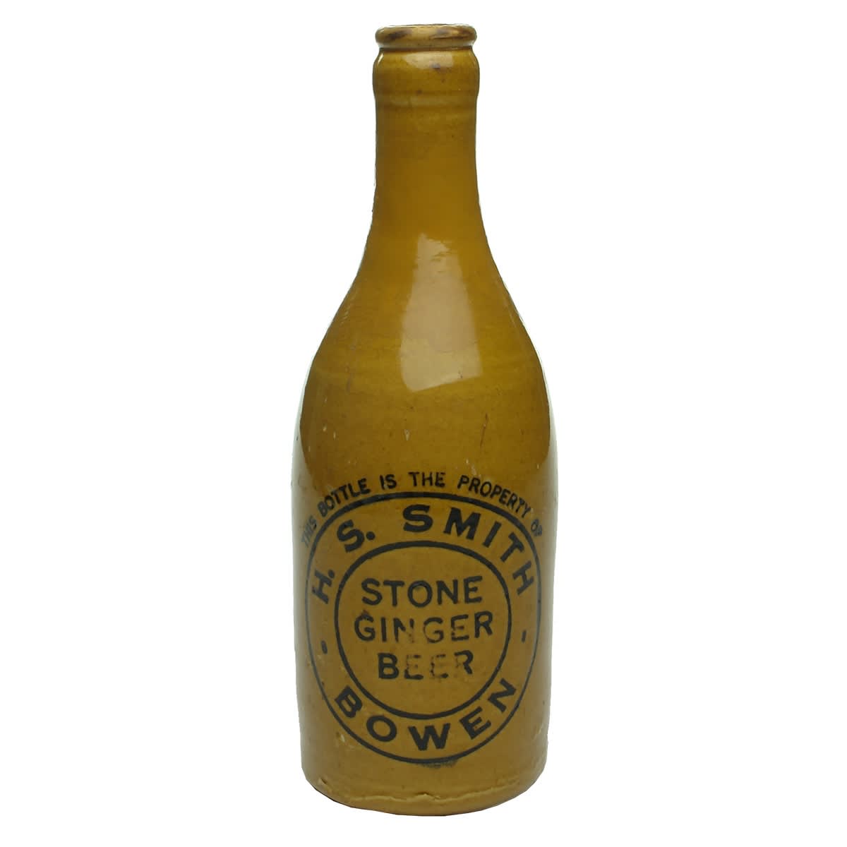 Ginger Beer. H. S. Smith, Bowen. All Tan. Crown Seal. Repaired. (Queensland)