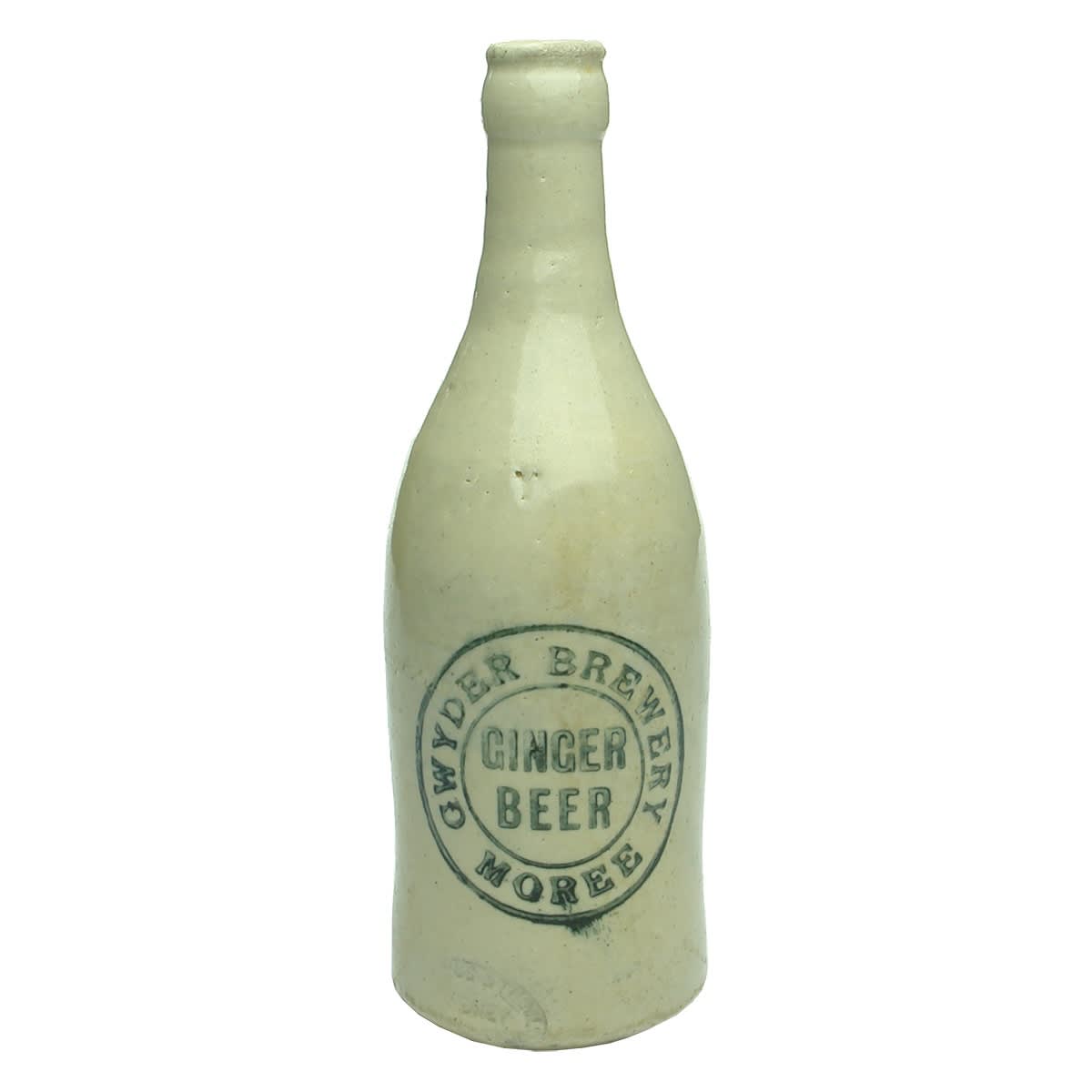 Ginger Beer. Gwyder Brewery, Moree. All White Crown Seal. Spelling mistake bottle should be Gwydir Brewery. (New South Wales)