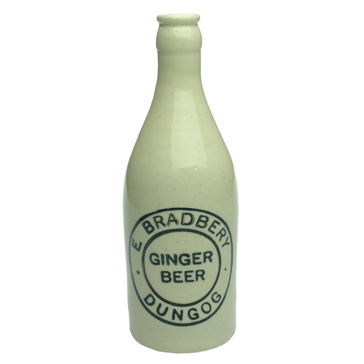 Ginger Beer.  E. Bradbery, Dungog.  Champagne.  Crown seal.  All white. (New South Wales)