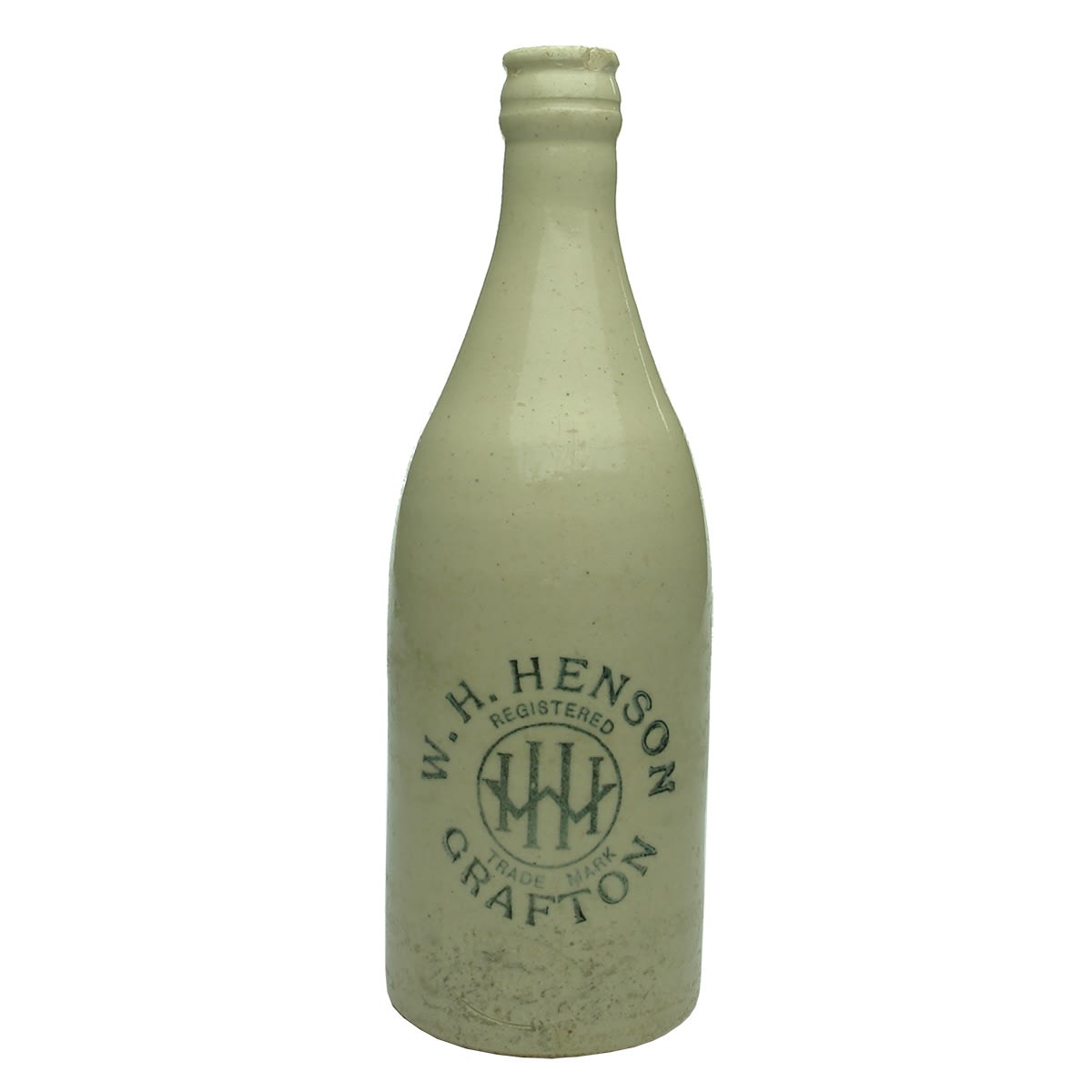 Ginger Beer. W. H. Henson, Grafton. Crown Seal. All White. Mauri Bros & Thomson stamp. (New South Wales)
