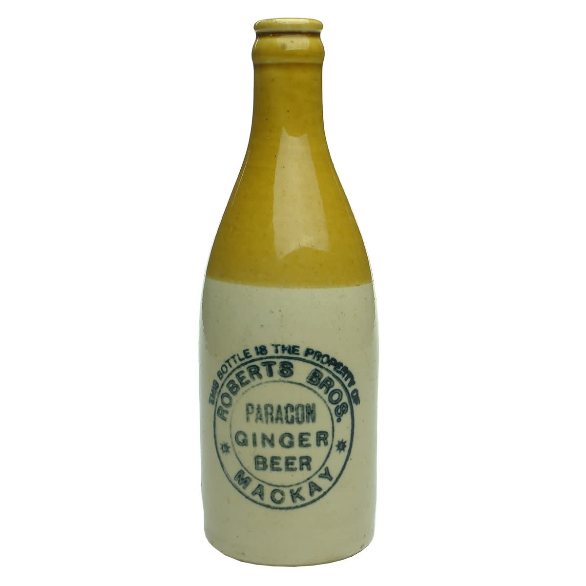 Ginger Beer. Roberts Bros., Mackay. Govancroft variety. Light tan top. (Queensland)