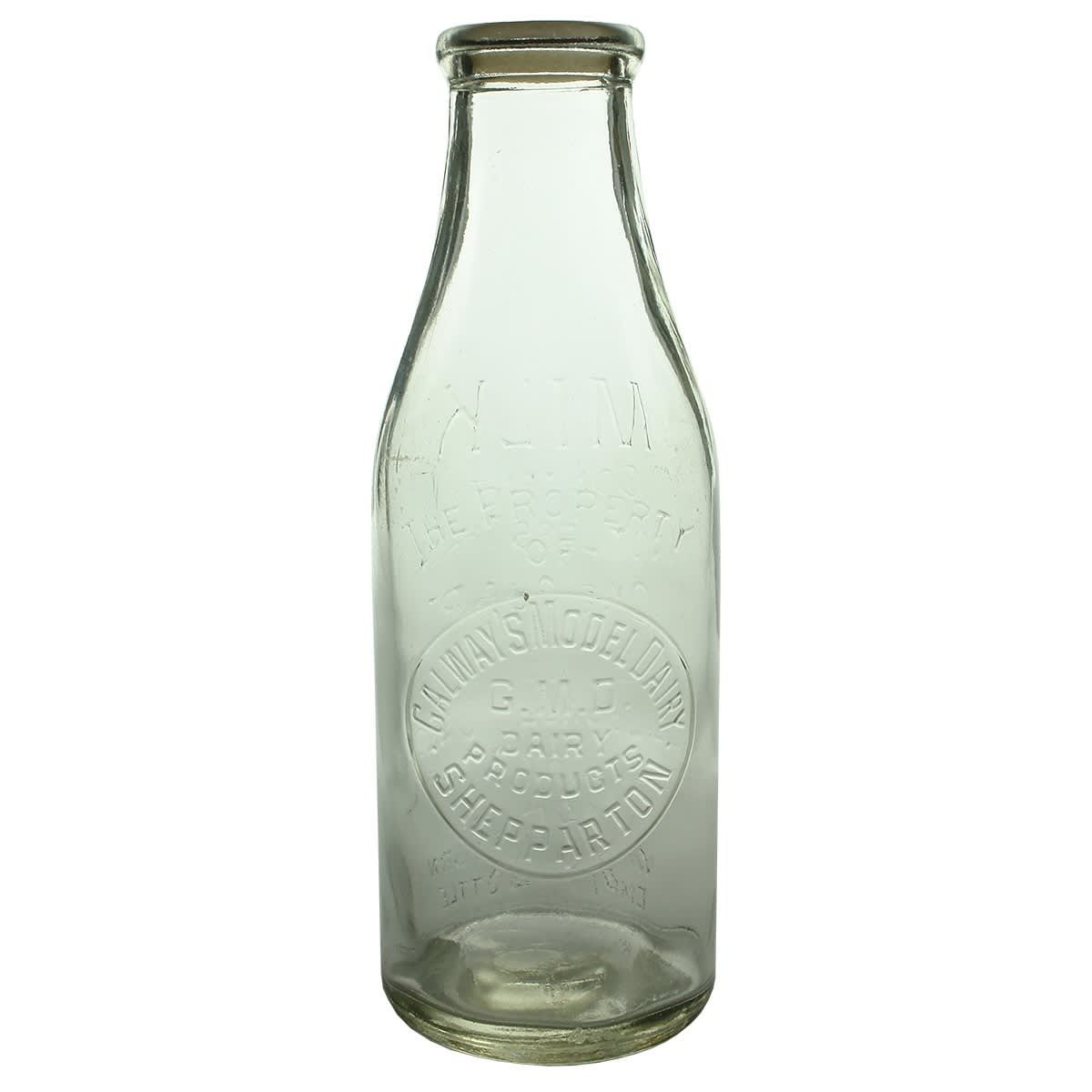Quart Milk. Galway's Model Dairy, GMD Products, Shepparton. Base Number: 456. (Victoria)