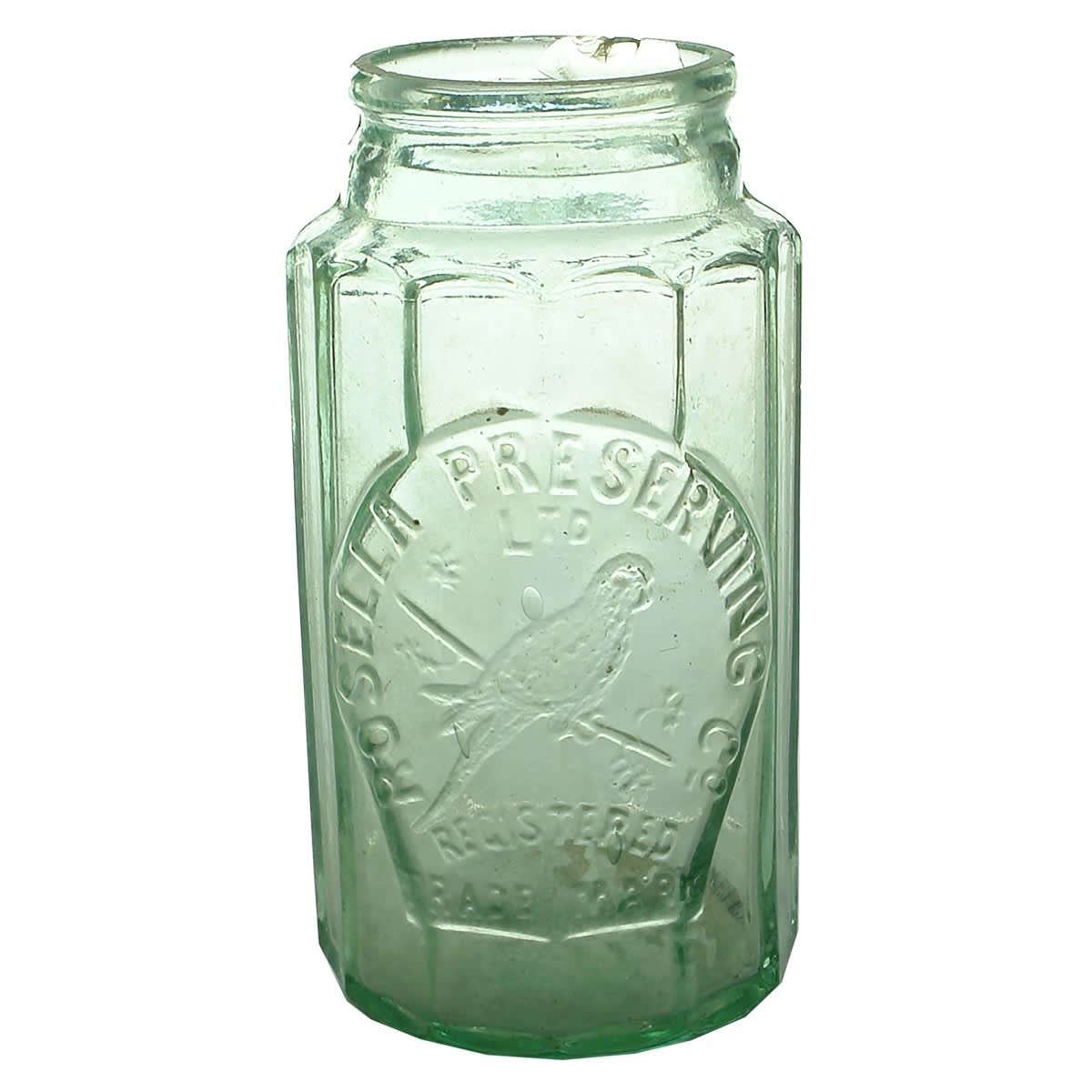 Jar. Rosella Preserving Co Ltd. Ground Lip. 1 Pound. Jam Jar. (Victoria)
