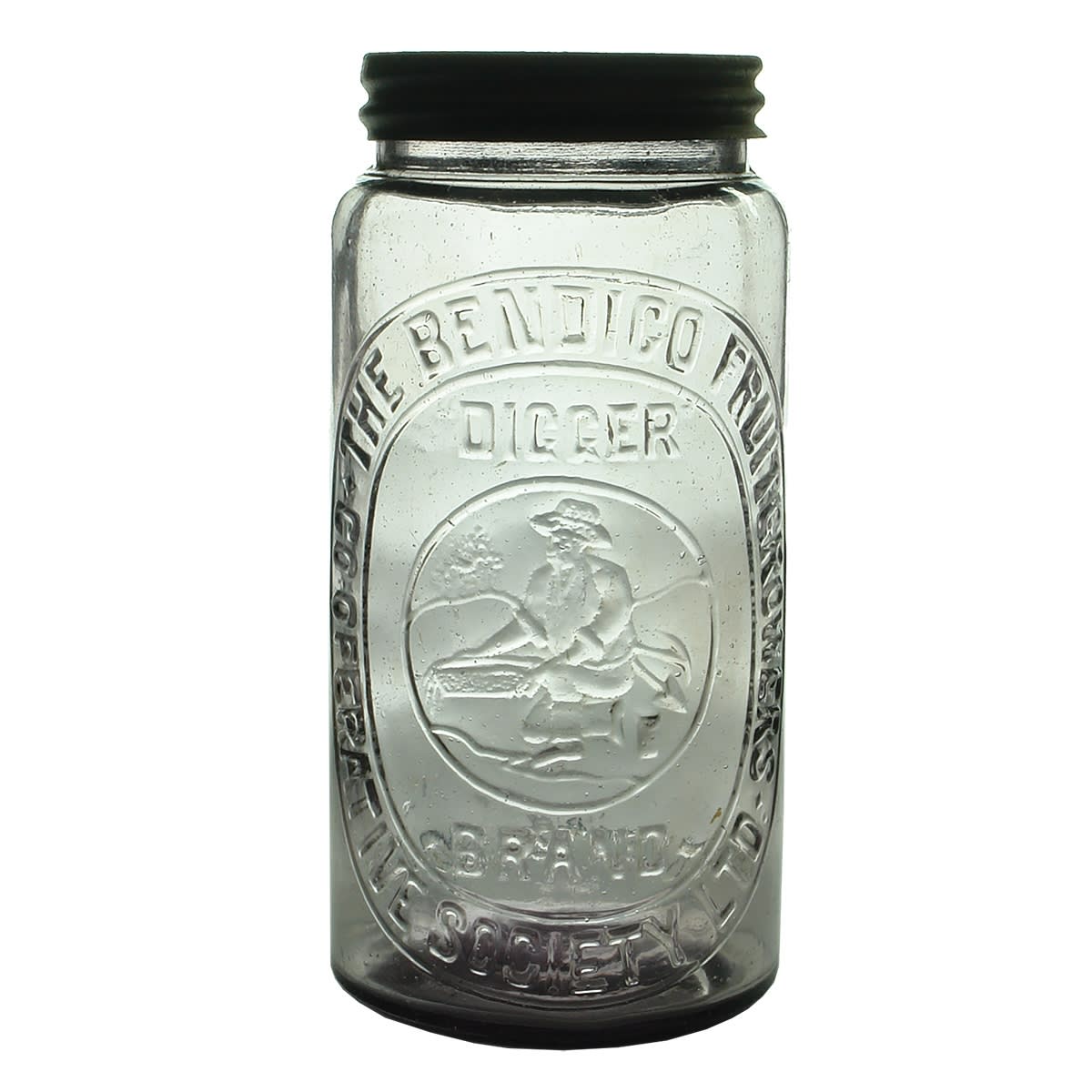 Jam Jar. The Bendigo Fruitgrowers Co-operative Society Ltd. Digger Brand. 30 oz. (Victoria)