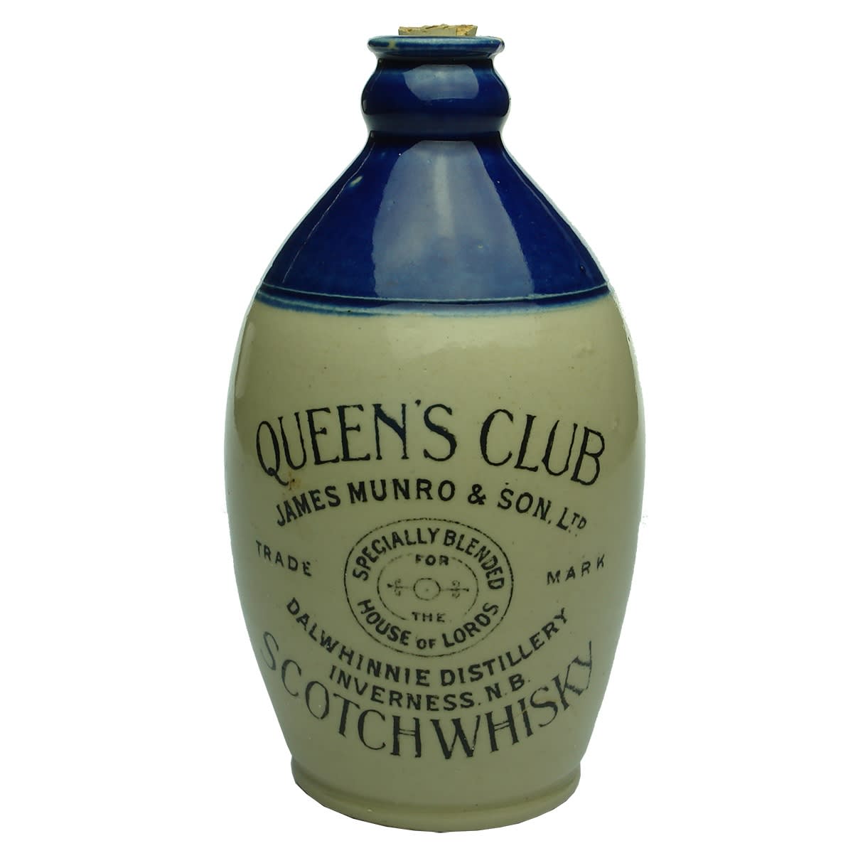 Whisky Jug. Queen's Club Scotch Whisky, James Munro & Son Ltd, Inverness.
