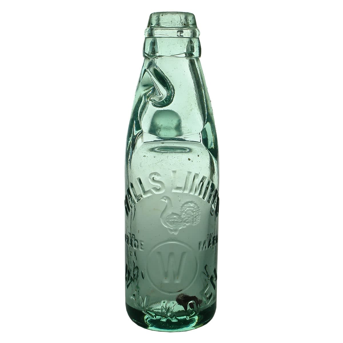 Codd. Hall's Limited, Walkden. One Way Pour with strengthening ring. Aqua. 6 oz. (United Kingdom)