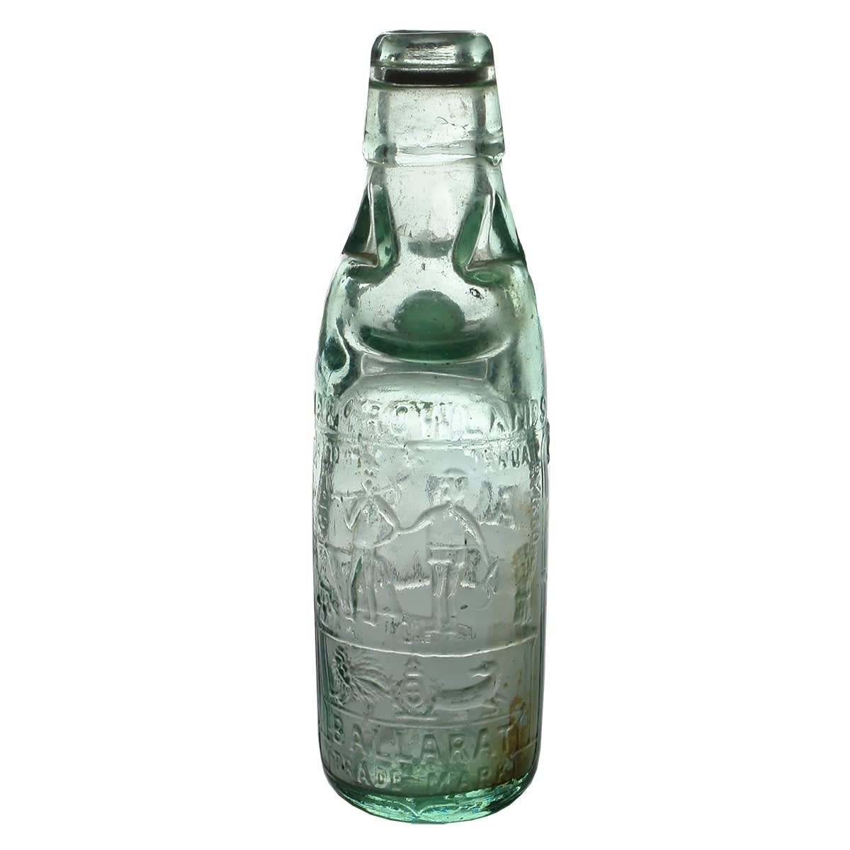 Codd. Rowlands, Ballarat, Melbourne & Sydney. Miner & Farmer. Three Triangle. Aqua. 6 oz. (Victoria & New South Wales)