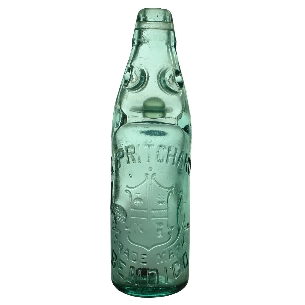 Codd. G. Pritchard, Bendigo. Coat of Arms. Dobson. Aqua. 10 oz. (Victoria)