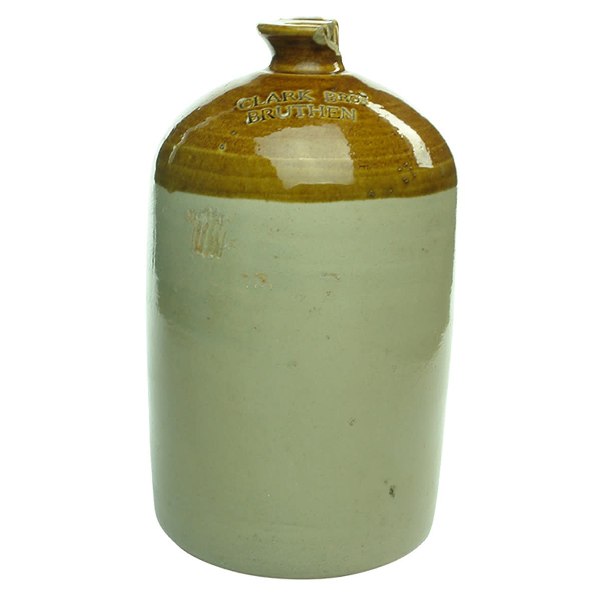 Demijohn. Clark Bros, Bruthen. Bendigo Pottery. One Gallon. (Gippsland, Victoria)