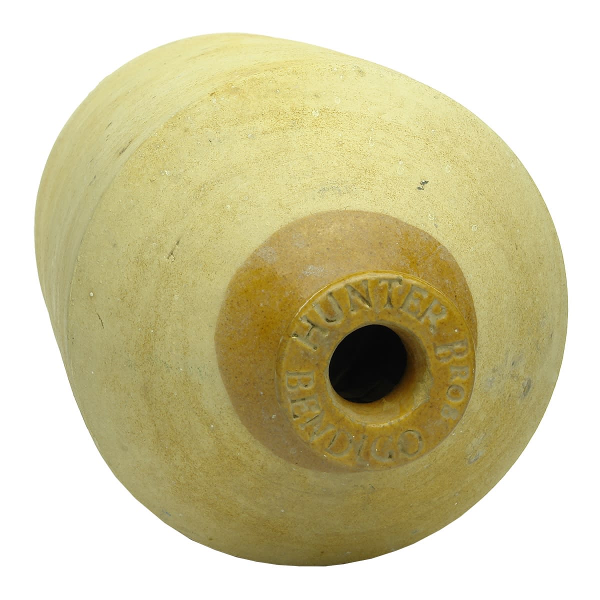 Demijohn. Hunter Bros, Bendigo. Lip Impressed. Tan lip unglazed body. 1 Gallon. (Victoria)