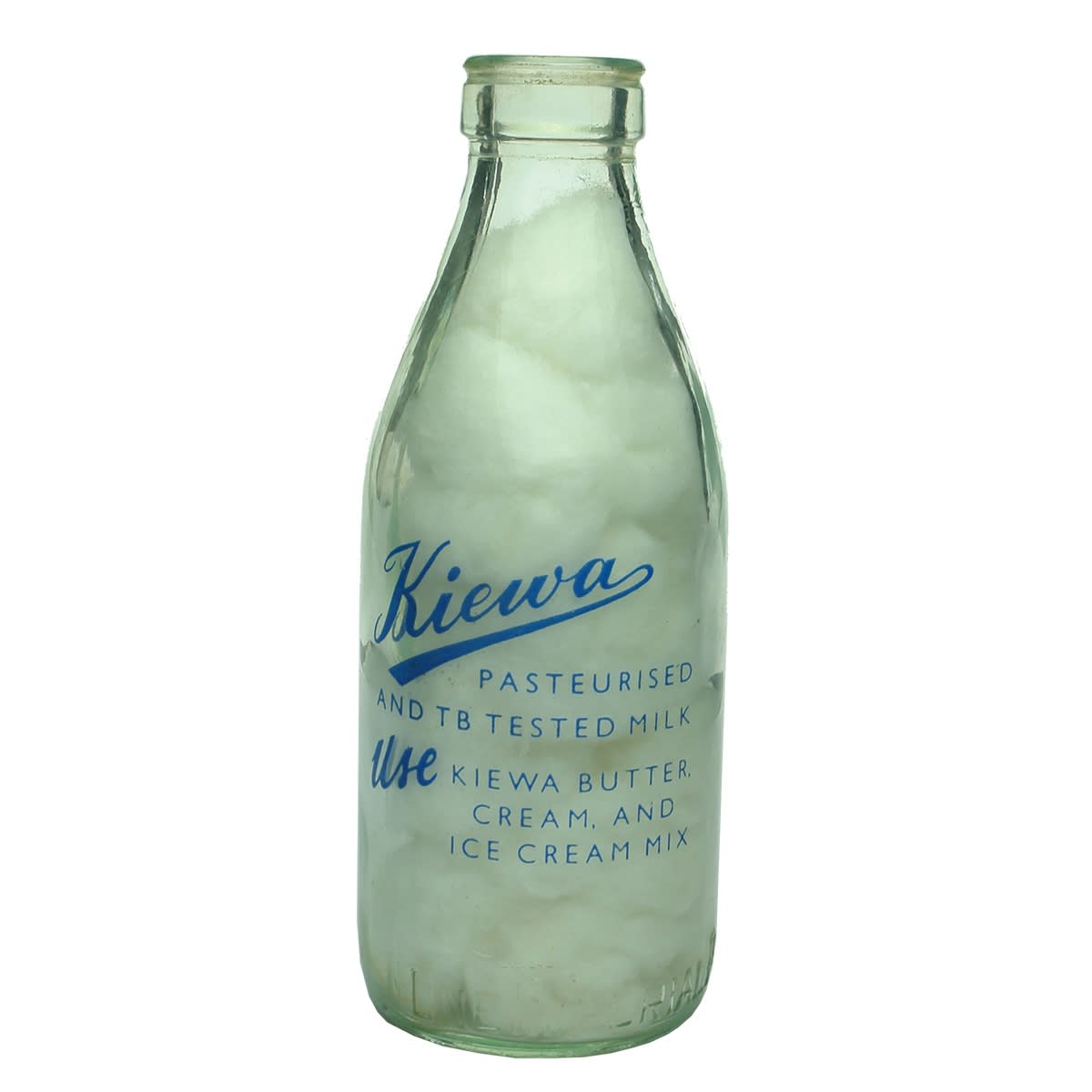 Ceramic Label Milk. Kiewa Pasteurised. Kiewa Butter. Cream & Ice Cream. 7d Deposit. Blue Print. Pint. (Victoria)