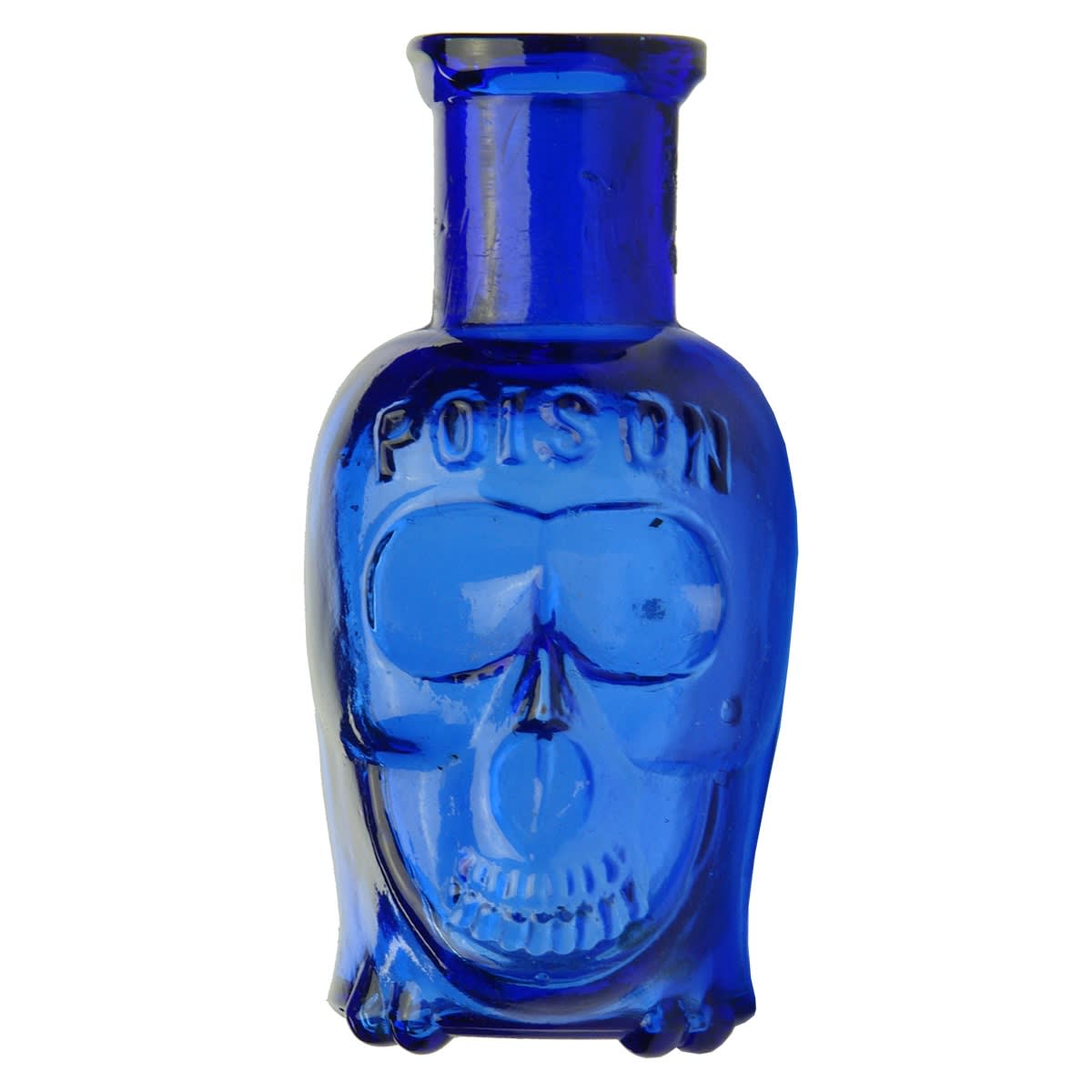 Poison. Skull Poison (Lee, Boston). Cobalt. 1 oz. (United States) (This is from the late Kingsley Durdin collection)