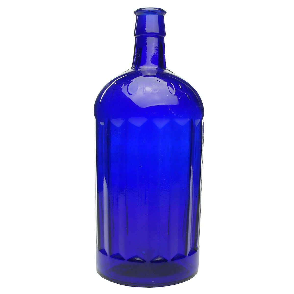Poison. Poison to front with 8 indented columns, Poison to rear with four indented columns. Cobalt. 40 oz.