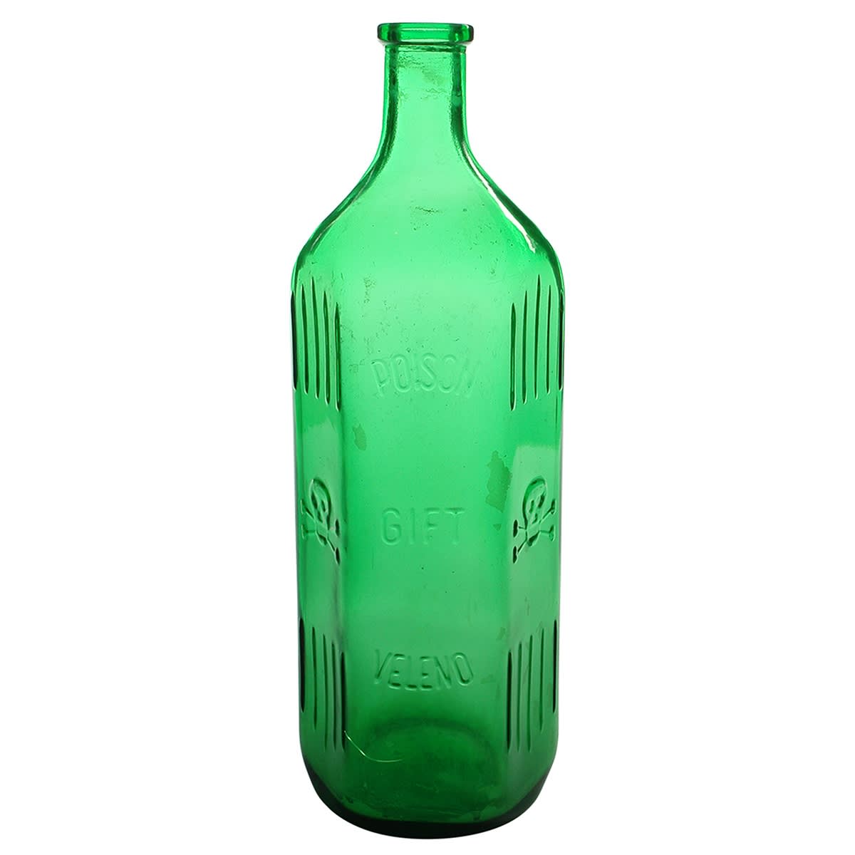 Poison. Hexagonal poison, Skull and Crossbones, Gift Veleno. Green. 1 Litre.
